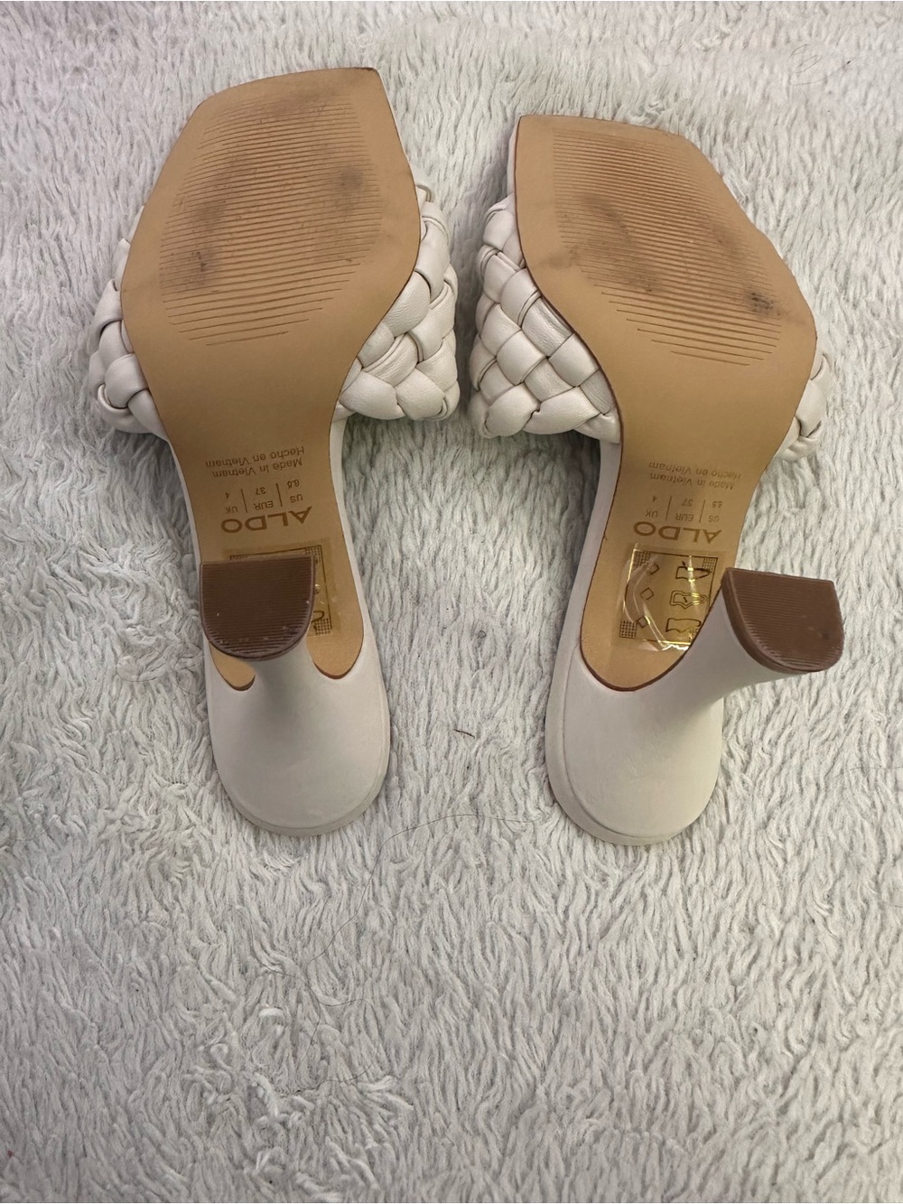 ALDO Women's Cream Braided Slide Heels Size 6.5 - Picture 4 of 6